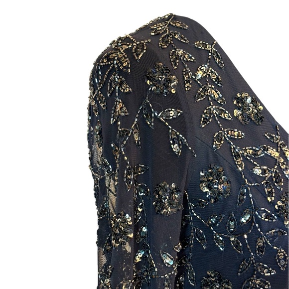 Aidan Mattox Blue Midnight Full Sequin Gown - Picture 6 of 12